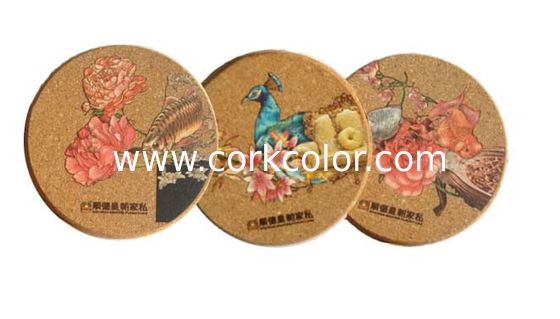 Thermal Transfer Printing logo, Nature Cork Coaster with silkscreen logo, good for heat insulation