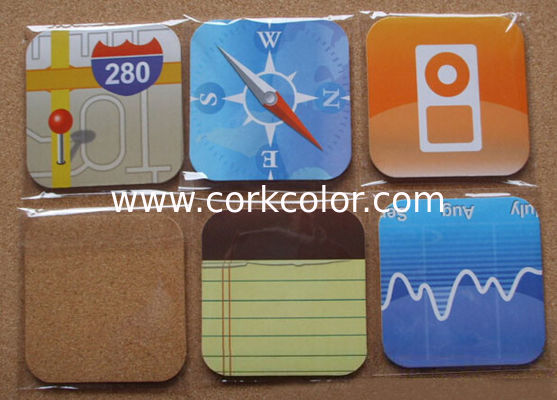 Thermal Transfer Printing logo, Nature Cork Coaster with silkscreen logo, good for heat insulation