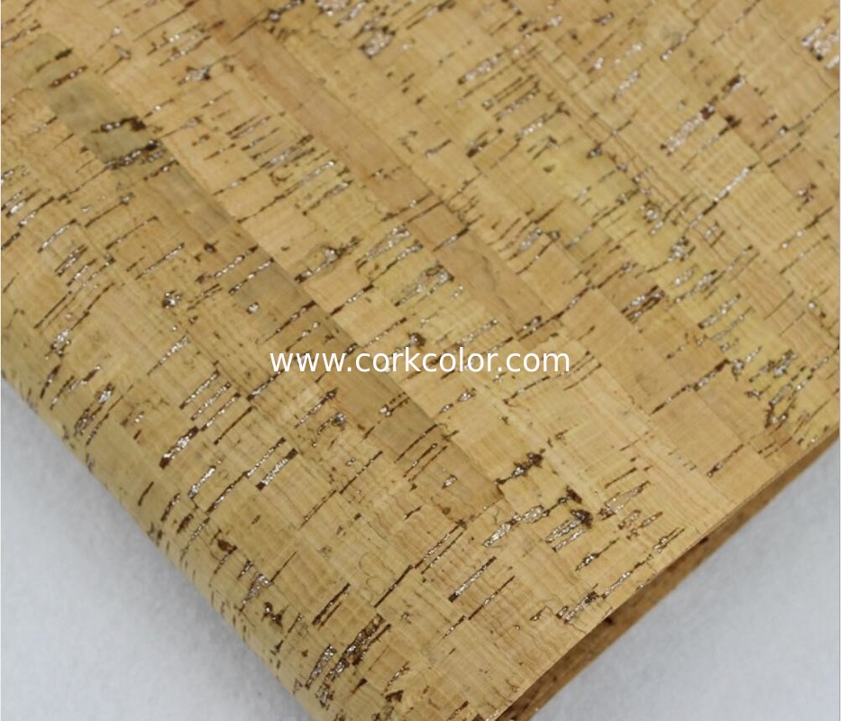 Hot Sale Shiny Silver Fleck Nature Cork Fabric by Yard for Handbag Making